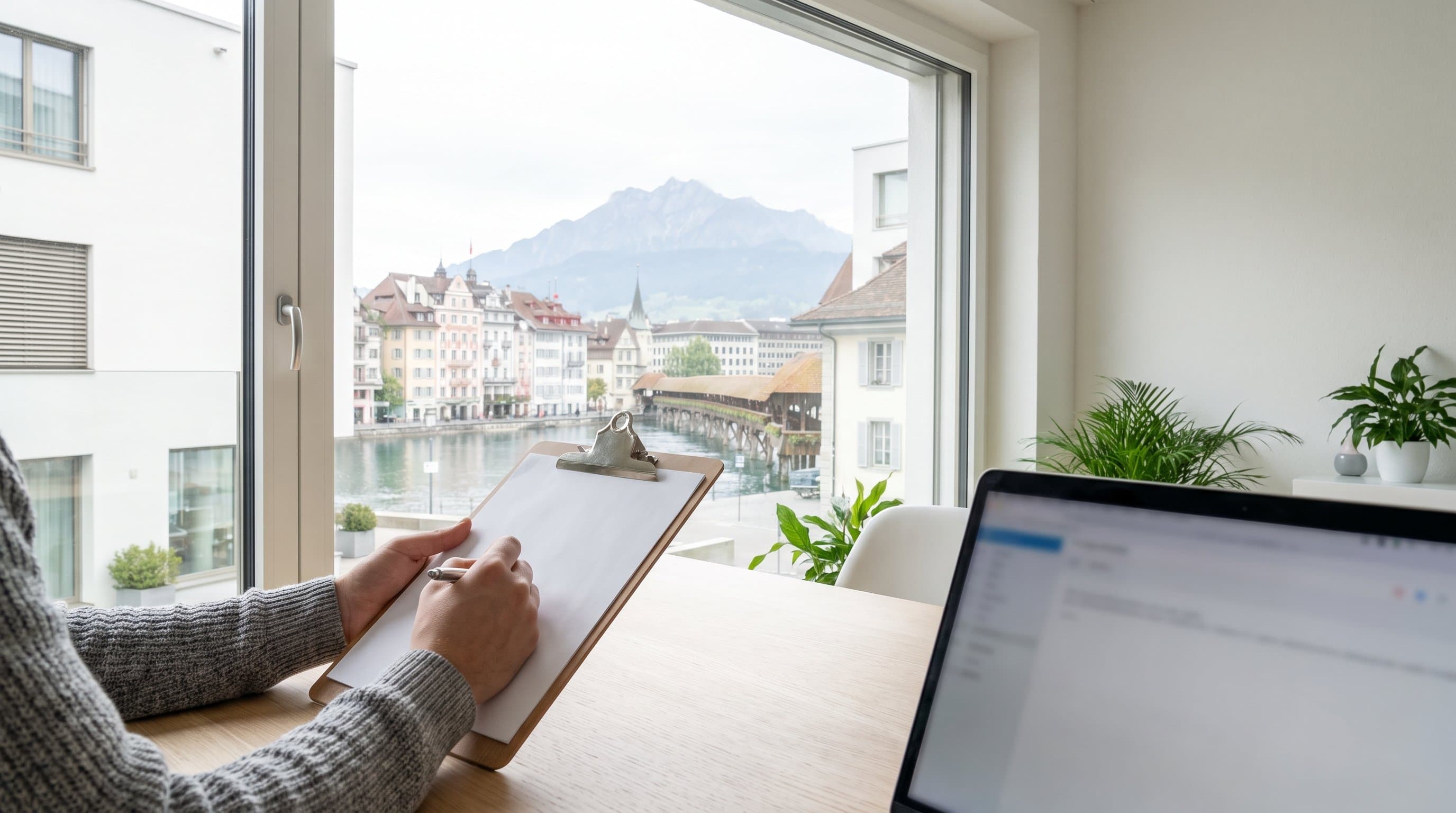 Der aufgeräumte Innenhof eines Mehrfamilienhauses, die Velos in den Ständern